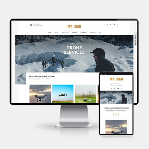 (H5自适应)无人机英文外贸企业pbootcms网站模板